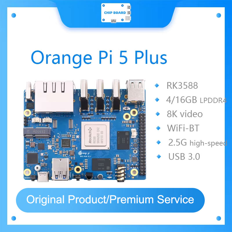 Rockchip Rk3588 Development Board - オレンジパイ5プラスシングルボードコンピューター,Rk3588,pcieモジュール,外部Wifi,bt,ssd 8k,デモ開発