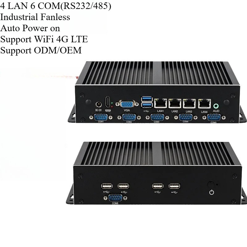 Fanless Industrial Pc Rs485 Core I7 - ファンレス産業用ミニPC Core i3/i5/i7 4 LAN 6